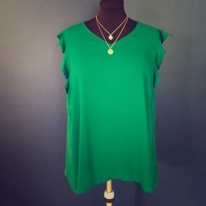 Maurices Size 2 Green Blouse with Flutter Sleeves